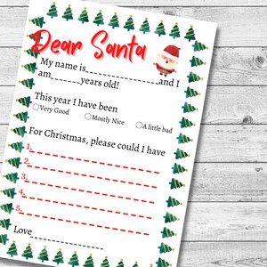 Personalisierter Brief an den Weihnachtsmann. Kinder Weihnachten druckbare Eve Box Filler. Weihnachtsaktivitäten und Partydekoration. Kinder digital