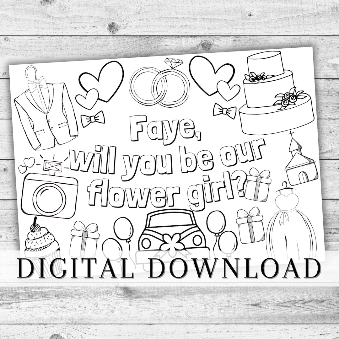 Will You Be My Flower Girl DIGITAL Printable Colouring Page. Will You ...