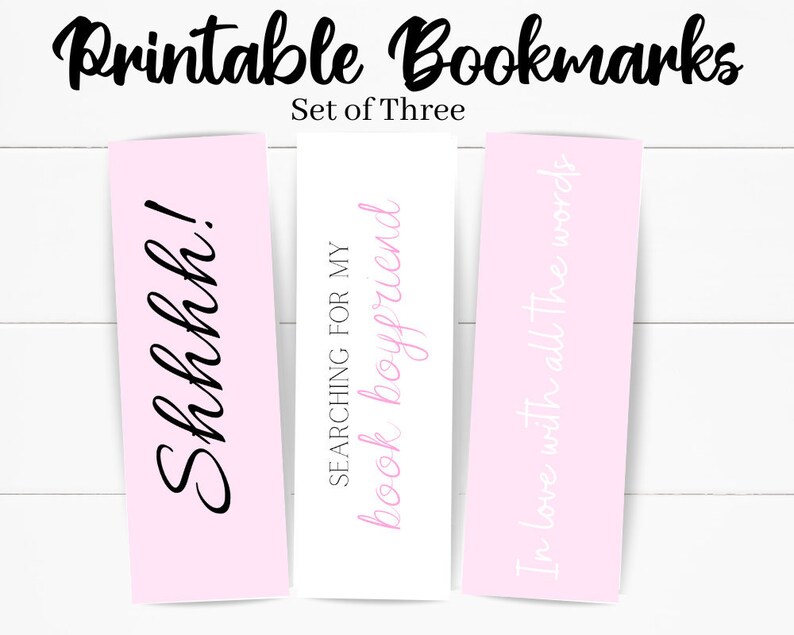 Printable Pink Bookmarks, Word Quoted Bookmark, Book Boyfriend, in Love