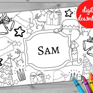 Christmas Colouring Page. Christmas Eve Box. Stocking Filler. Digital Christmas Decor. Colouring In for Kids. Elf Activity