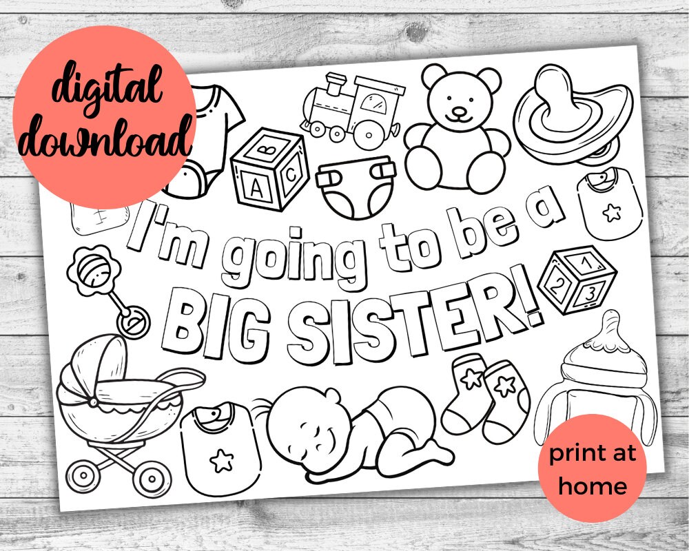 I'm Going to Be A Big Sister. New Baby DIGITAL Announcement. Baby Shower Idea. Kids PRINTABLE Colouring Activity. New Sibling Gift. - Etsy Israel i-m-going-to-be-a-big-sister-new-baby-digital-announcement-baby-shower-idea-kids-printable-colouring-activity-new-sibling-gift-etsy-israel