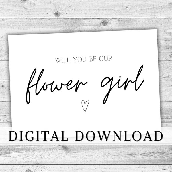 Flower Girl Proposal DIGITAL card. Will You Be Our Flower Girl Printable Gift. INSTANT DOWNLOAD Wedding Card