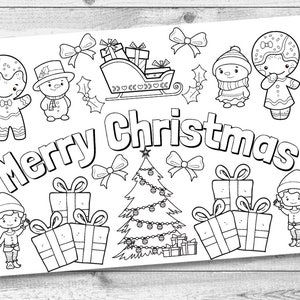 Ambientazione natalizia personalizzata per bambini. Riempitore per scatola della vigilia di Natale per bambini. Decorazioni per feste di Natale. Colorazione digitale per bambini