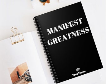 Personalized Manifest Greatness Notebook- Motivational notebook, Entrepreneur Journal, Inspiration for Success