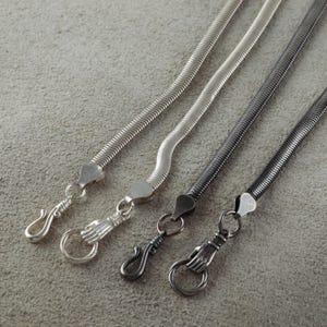 Solid 925 Sterling Silver Snake Chain Necklace, Hand & Hook Clasp, 4mm/6mm Width, Meaningful Jewelry Gift for Men