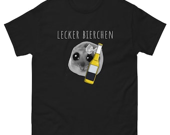 T-Shirt,Unisex,lecker Bierchen, Bier, sad Hamster, sad Hamster meme,Trauriger Hamster im wahrsten Sinne des Wortes ich T-Shirt,