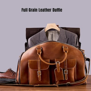 Sac de voyage personnalisé en cuir pleine fleur avec compartiment à chaussures
