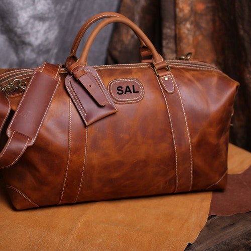 Personalized Mens Leather Bag Groomsman Gift Leather Tote Etsy