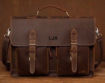 Handmade Full Grain Leather Briefcase Leather Messenger Bag Leather Laptop Bag Satchel Bag Crossbody Shoulder Bag Personalized Leather Bag