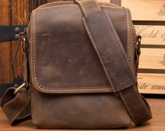 Personalized Leather Crossbody Bag: Full Grain Leather Satchel