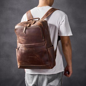Personalized Men Leather Backpack, Vintage Leather Backpack, Brown Leather Backpack, Rucksack,Hipster Backpack gift for him her, Custom Gift