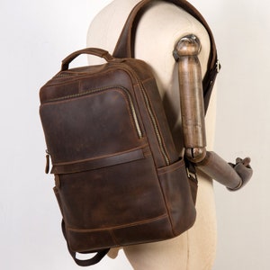 Vintage Leather Backpack, Brown Leather Backpack, Rucksack, Personalized Men Leather Backpack, Hipster Backpack gifts for him her image 5