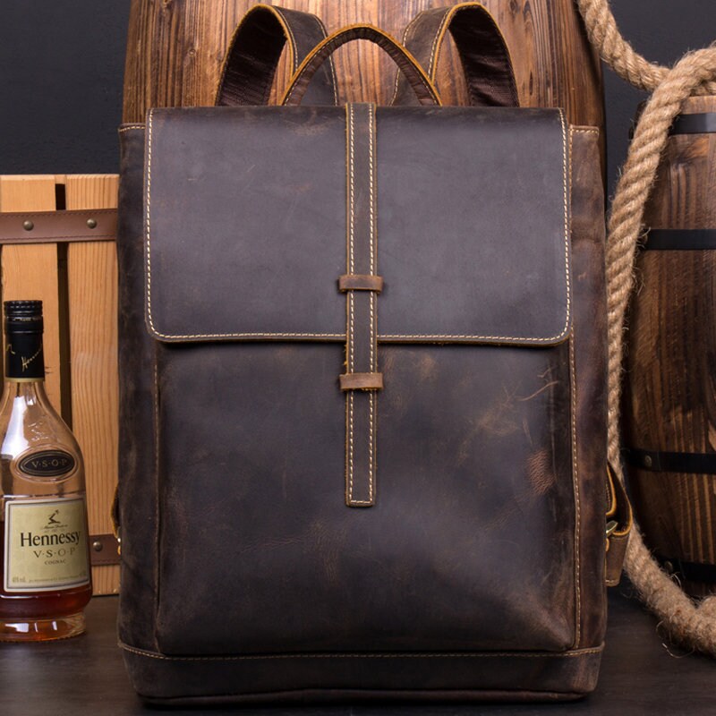 Personalized Leather Backpack Full Grain Leather Rucksack Mens - Etsy