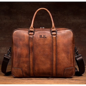 Bolso bandolera de piel flor hecho a mano, maletín de piel para hombre, bolso de piel para portátil, bolso bandolera grande, regalo de Navidad.