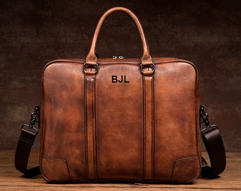 Handmade Full Grain Leather Messenger Bag, Mens Leather Briefcase, Leather Laptop Bag, Large Satchel Crossbody Shoulder Bag Best Man Gift