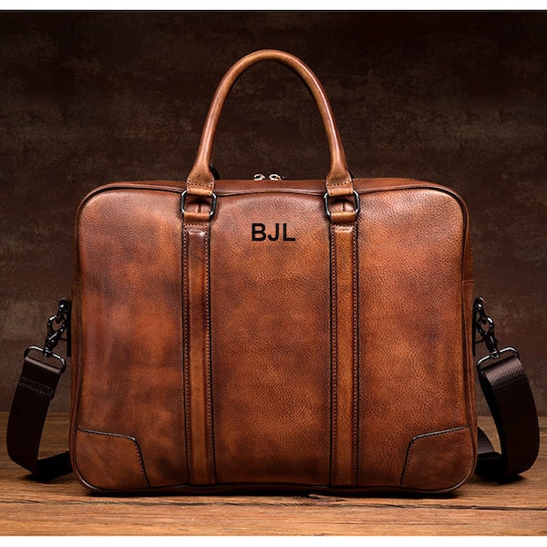 Handmade Full Grain Leather Messenger Bag, Mens Leather Briefcase, Leather Laptop Bag, Large Satchel Crossbody Shoulder Bag Best Man Gift