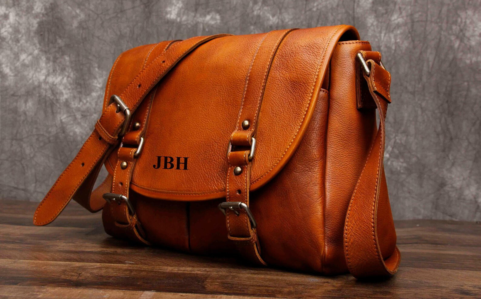 Full Grian Leather Messenger Bag Mens Leather Messenger Bag Etsy