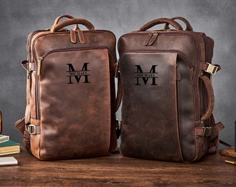 Cork Backpack for Men Vegan Leather Laptop work Backpack Brown Etsy