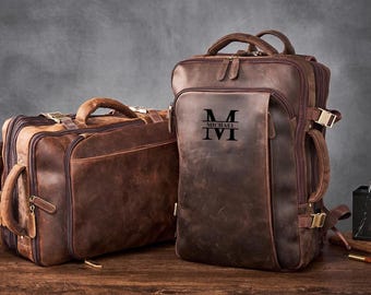 Genuine Leather Backpack for Men/Women - 2-in-1 Convertible Briefcase for Work, Large Capacity 18 IncheBag, Gift For Him, Christmas Gift