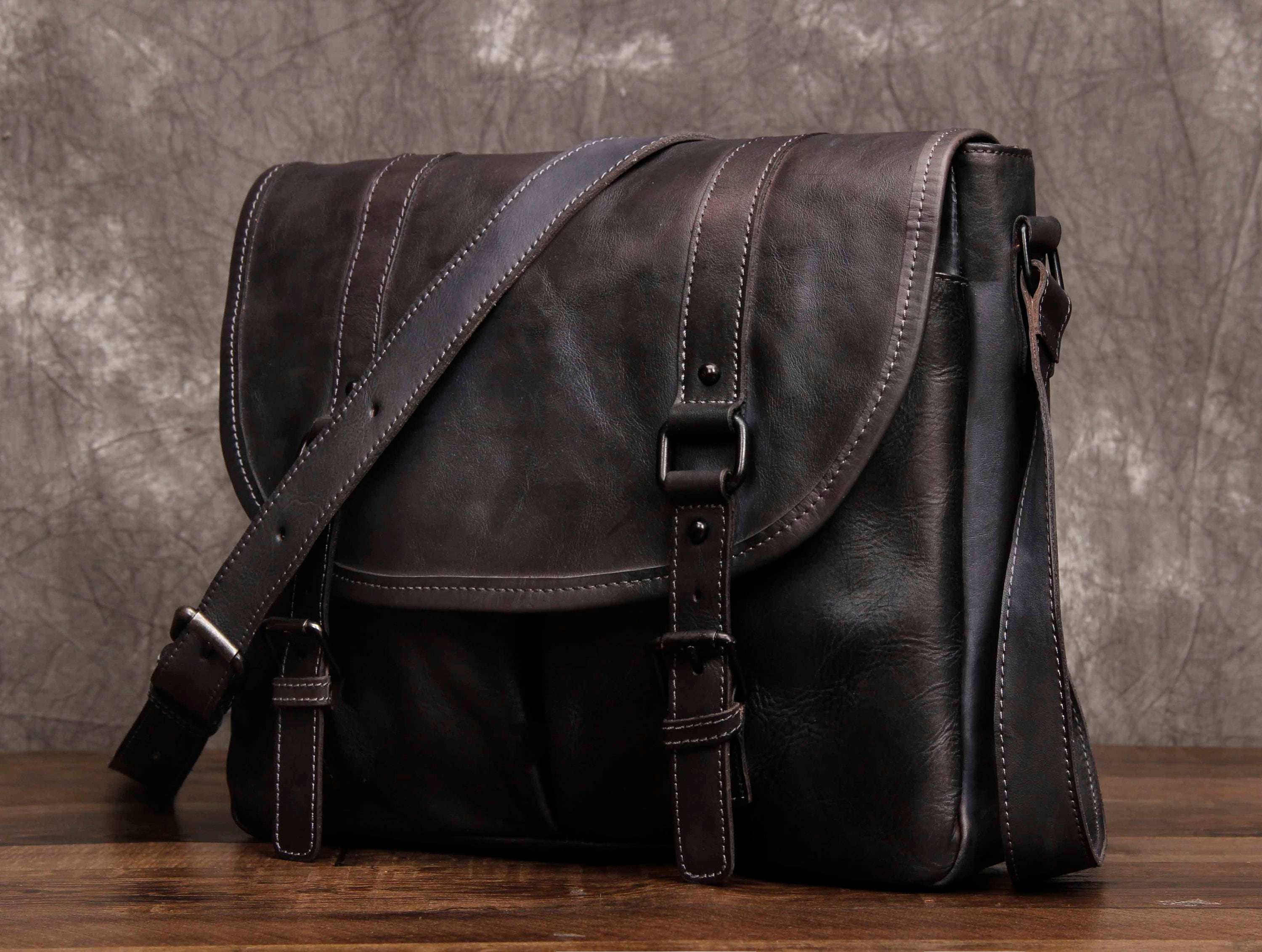 Full Grian Leather Messenger Bag Mens Leather Messenger Bag | Etsy