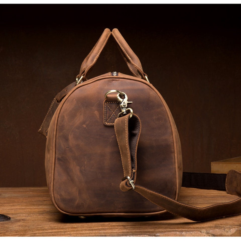 Discover Groomsmen Gifts Distressed Leather Duffle Bag With Shoe Compartment Rustic Large Travel Bag