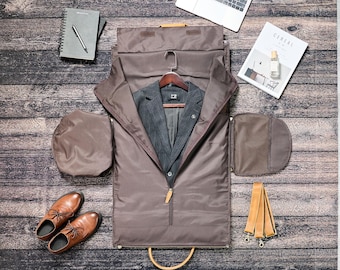 Bolsa de cuero personalizada para ropa, bolso de viaje con compartimento para zapatos, funda de cuero para traje de hombre, regalo para padrino, regalos de Navidad.