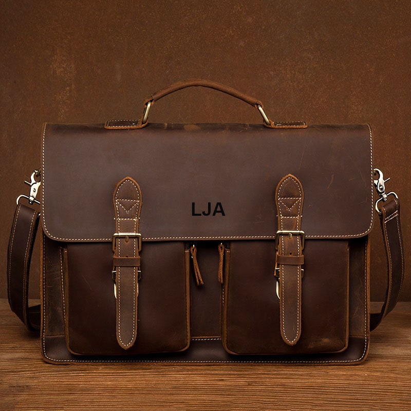 personalized leather briefcase