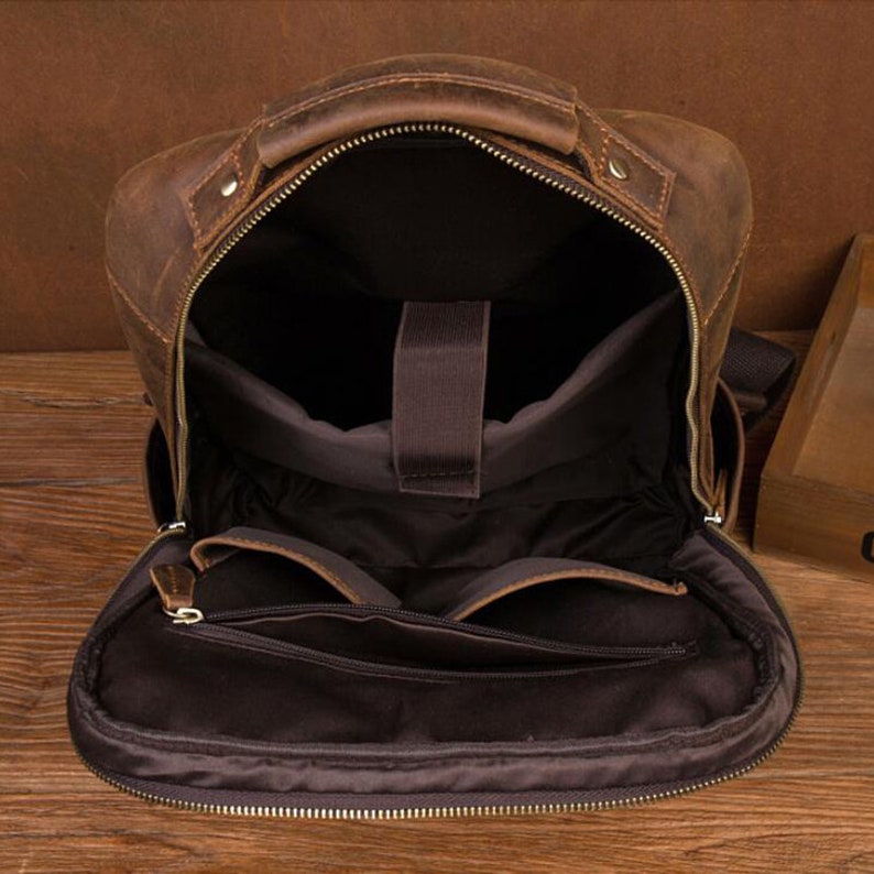 Vintage Leather Backpack, Brown Leather Backpack, Rucksack, Personalized Men Leather Backpack, Hipster Backpack gifts for him her image 7