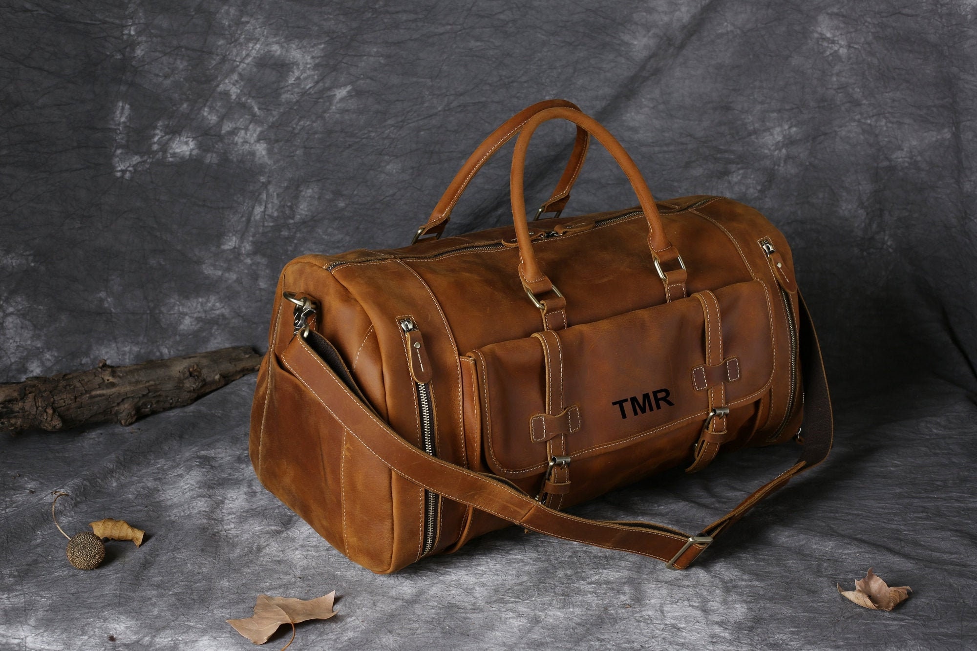 full grain leather travel bag