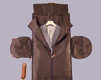 Personalized Leather Garment Bag Travel suit bag for men,holdall for suit, garment bag, weekend bag for groomsmen,carry on suit bag