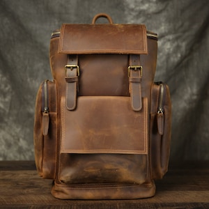 Full Grain Leather Men Backpack Personalized Vintage Laptop Backpack Travel Backpack Leather Rucksack Men Gift For Him