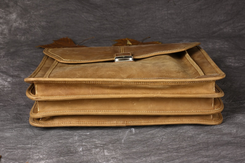 Full Grain Leather Briefcase Personalized Leather Briefcase Etsy