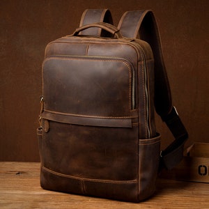 Vintage Lederrucksack, Brauner Lederrucksack, Rucksack, personalisierter Herren Lederrucksack, Hipster Rucksack Geschenke für ihn sie