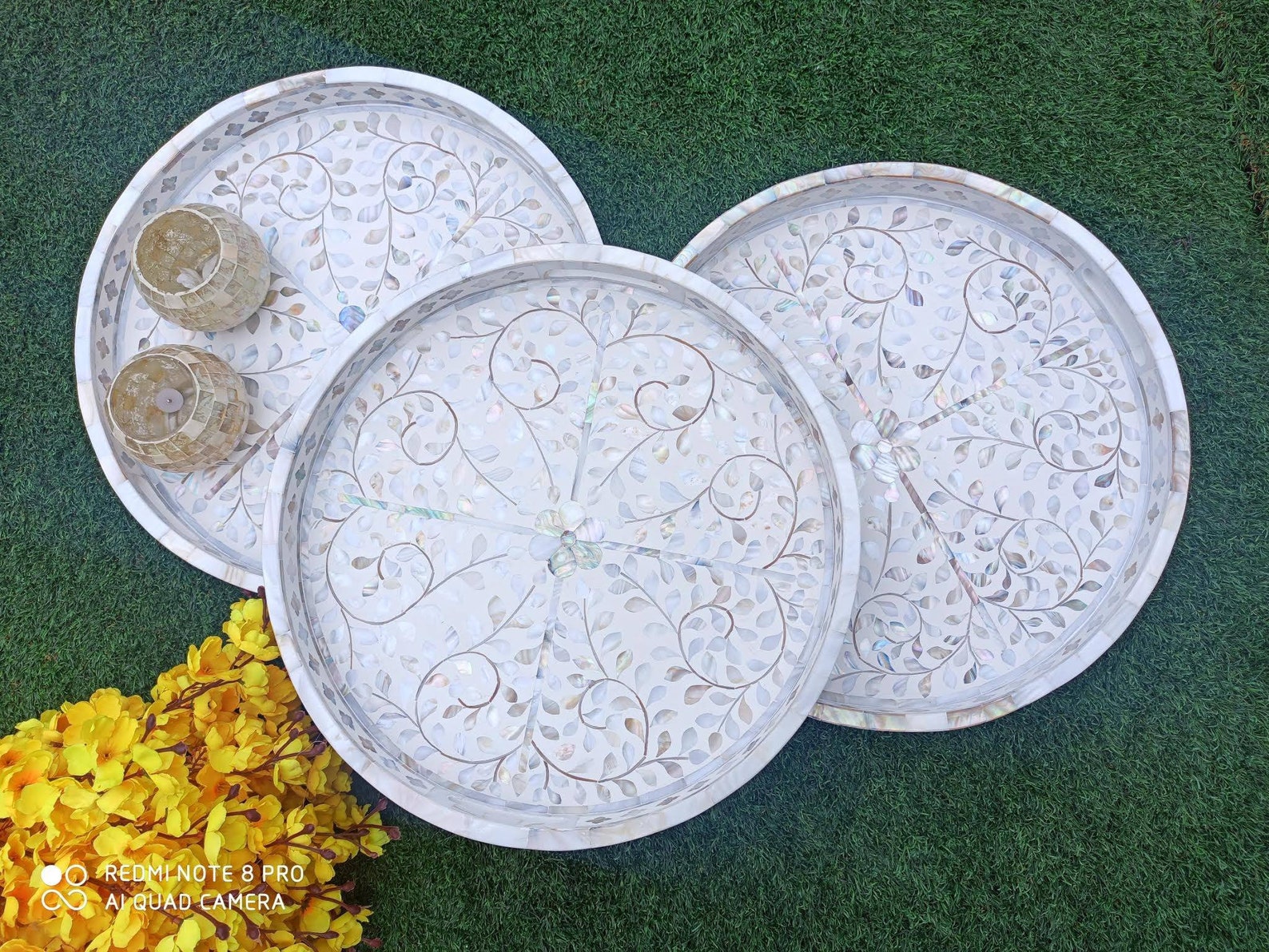 Mother Of Pearl Unique Hand Crafted Round Floral Decorative | Etsy