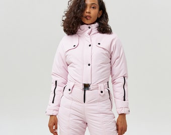 Blush pink membrana water proof ski suit Pink snowsuit for women Warm winter one piece ski suit for women Pink ski suit