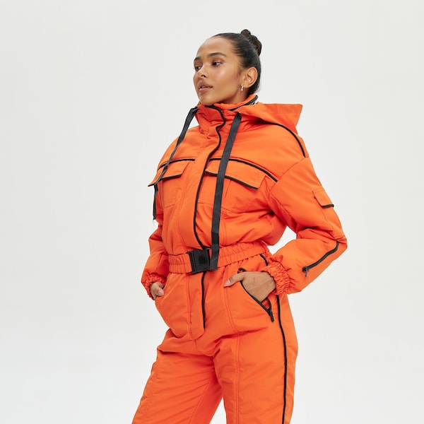 Damen-Schneeanzug, Skianzug, leuchtend orange, Skianzug, Snowboard-Overall, Winteroverall für Frauen, Winteroutfit, Geschenk für Freundin