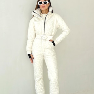 Traje de esquí perla brillante traje de esquí marfil metalizado traje de nieve para mujer traje de esquí de los años 80 ropa de esquí para mujer ropa de esquí para niña traje de esquí traje de esquí