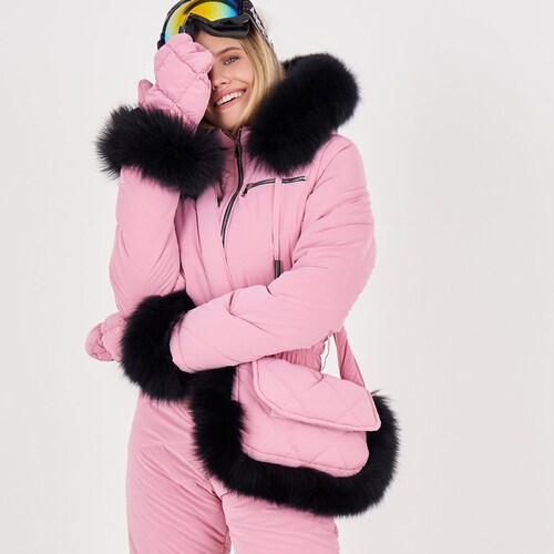 blush pink ski jacket