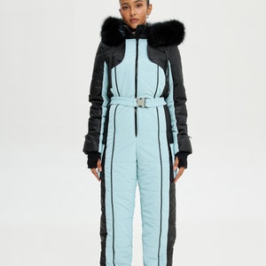 Ski jumpsuit light blue Ski one piece Ski onesie Snowsuit blue Winter warm suit Ski suit pink Ski clothing Skisuit for woman