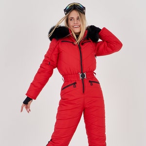 Winter Apparel Women Ski jumpsuit red Ski onsie Winter women snowsuit Ski jumpsuit women Snowmobile suit Winter suit Ski suit one piece red