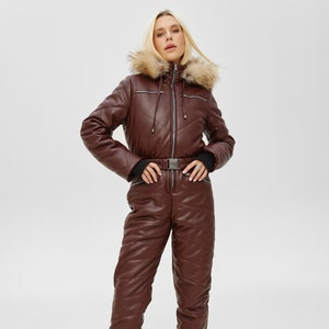 Skisuit woman Women Ski Jumpsuit Ski Winter Suit Winter Winter Suit Snowboarding Suit Snow Suit Women Overall Ski wear Eco Leather outfit