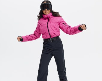 Pink ski suit woman Skioverall Skianzug Woman ski jumpsuit Snowsuit pink Ski clothes ladies Ski jacket puffer one piece Ski outfit wear