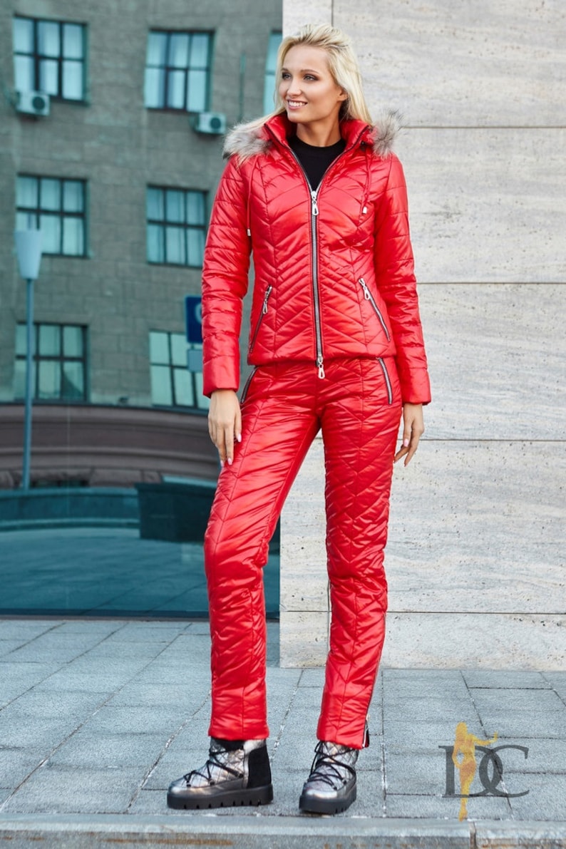 Women Ski suit red Ski overall Ski jumpsuit Ski Winter suit Etsy