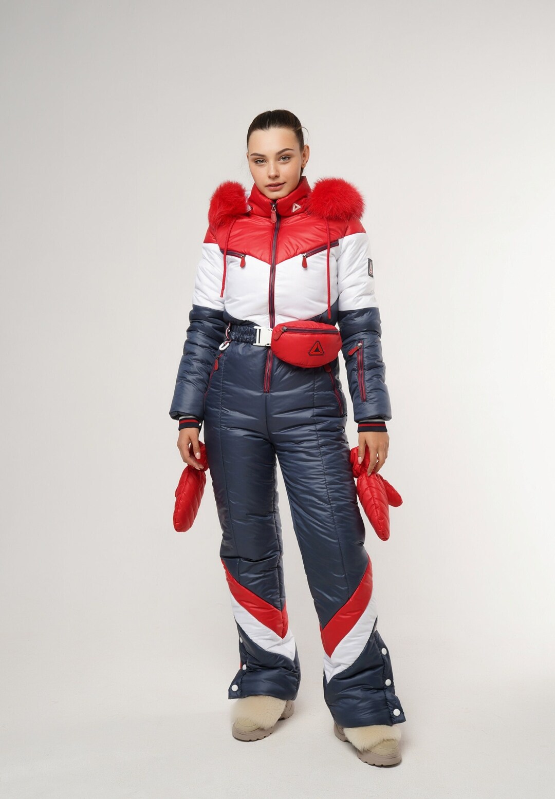 Ski Suit Women Red Blue Ski Suit Womens Ski Jumpsuit Snowsuit Women ...
