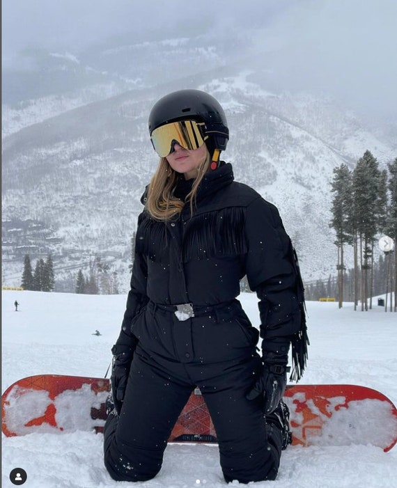 Mono de esquí negro Traje de nieve para mujer Ropa activa de