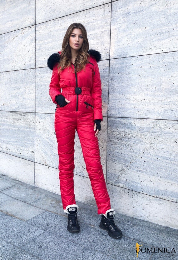 red ski jumpsuit