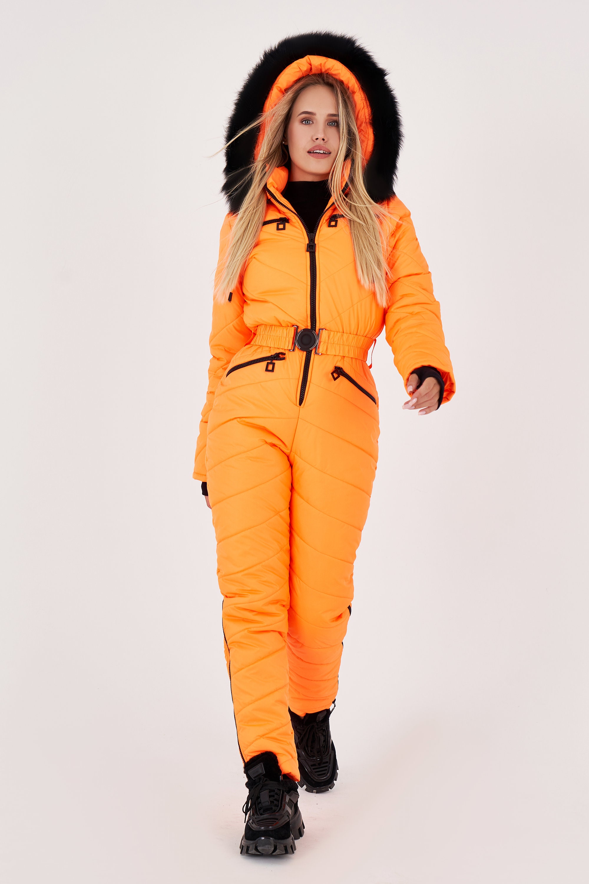 Women Ski Jumpsuit Orange With Bag and Mittens Ski Overall Ski | Etsy UK