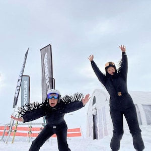 Black skisuit with fringe Woman ski suit Fringed warm jacket for winter Stylish women's snowsuit Ski jumpsuit onecie Skisuit Skianzug damen image 9