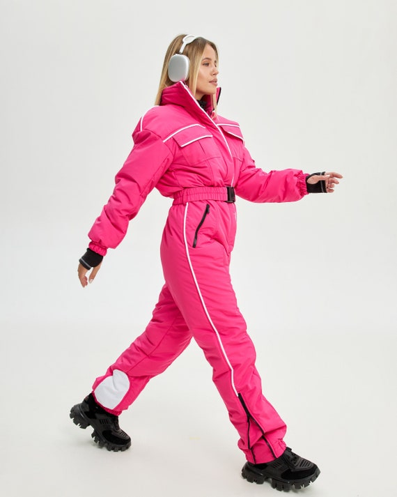 Ski Suit Pink Hot Pink Snowsuit Fashion Winter One Piece Female
