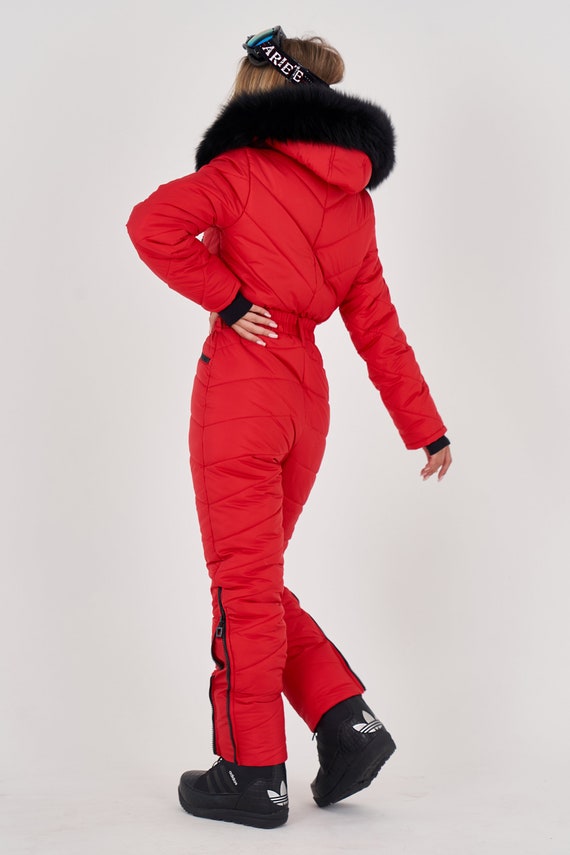 Ropa de invierno Mujer Mono de esquí rojo Mono de esquí Traje de nieve de  invierno
